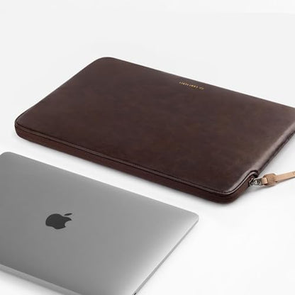 Comfyable Slim Protective Laptop Sleeve, PU Leather Bag Compatible with 15" MacBook Air (Snug Fit) M5 & 14" MacBook Pro M5 Pro/Max 2026 (Loose Fit), Briarwood - color: Briarwood, size: Snug Fit for MacBook Air 15-in
