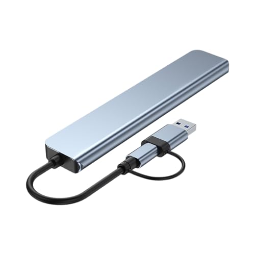 USB Hub 3.0 USB C Hub 8 in 1 with SD/TF Card Reader, 3.5mm Audio Jack, USB-A & USB-C Dual Input, Multiport Splitter Adapter for MacBook Pro/Air, PC, Laptop, Tablet and Other Devices