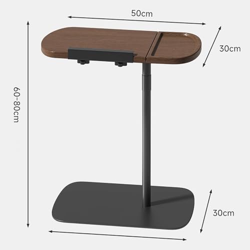 Hospital Bed Tablet Holder Adjustable Height and Angle Sofa Side Table Space-Saving C-Shaped Overbed Table with Stop for Living Room, Bedroom, Hospital(Black) - color: Black