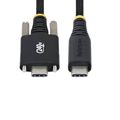 StarTech 6ft/2m USB-C to USB-C Screw Locking Cable (S2CEPR2M-USBSL-CABLE) | USB-IF Certified, 240W 5A PD 3.1 EPR, Side screw locking, USB 2.0 480Mbps, Ultra-Flexible, 2.0 Laptop, M2 screw lock, Black - size: 6 ft
