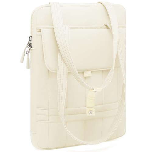 HYZUO 13.3-14 Inch Puffy Laptop Sleeve Padded Handbag for 13"-14" MacBook Pro/Air, 13" 13.3" Dell/HP/Lenovo/Asus/Acer Notebook Chromebook, Women Slim Shoulder Bags Work Daily Bag, Beige - color: Beige, size: 13.3-14 Inch