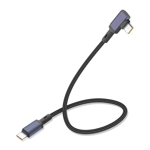 Right Angle USB C Cable Fast Charging PD 100W Type C Fast Charging Cord 1.6ft 90 Degree USB-C to USB-C Braided Cable for Phone 16/15 Series,Galaxy S24/23/22,Laptop,Tablet,Power Bank,Car