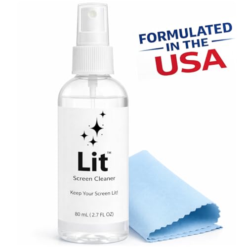 Spray Kit (80 mL) + Microfiber Cloth — for Phone, iPad, Tablet, Laptop, Monitor, TV, Camera Lenses & Eyeglasses — Streak-Free, Alcohol-Free & Ammonia-Free, Travel Size
