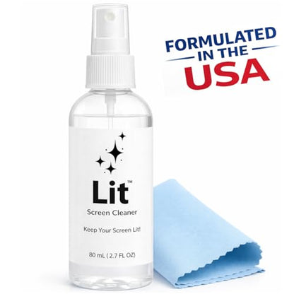 Spray Kit (80 mL) + Microfiber Cloth — for Phone, iPad, Tablet, Laptop, Monitor, TV, Camera Lenses & Eyeglasses — Streak-Free, Alcohol-Free & Ammonia-Free, Travel Size