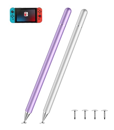 Stylus Pen for Touchscreen, Kenkor 2 in 1 Active iPad Pencil Purple+Silver | Stylus Pen for iPad/Android/Switch/iPhone/Samsung/Galaxy/Huawei/Surface/ViVo/OPPO/Lenovo, All Touch Screens Tablet Pencil - color: Purple+Silver