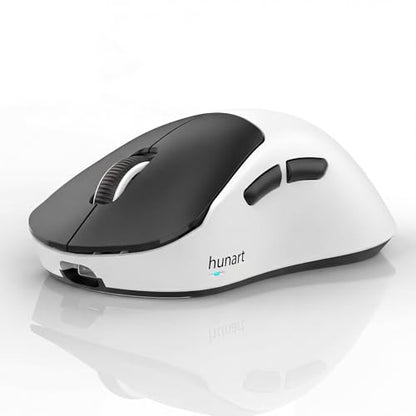 hunart H6 49g Wireless Mouse, Bluetooth & 2.4GHz, Rechargeable, Black＆White | Silent Clicks, USB-C Charging, Two Ways to Connect, Lightweight Right-Hand Ergonomic Comfort, For Laptop, Computer, Mac - color: Black and White