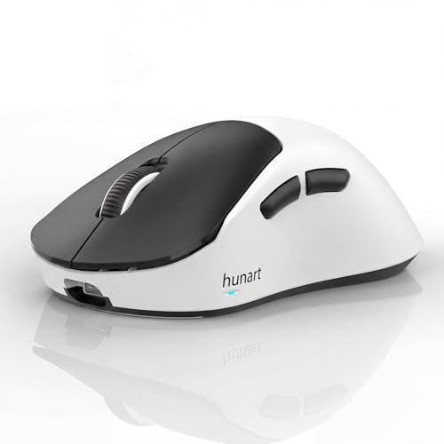 hunart H6 49g Wireless Mouse, Bluetooth & 2.4GHz Rechargeable Mouse, Lightweight Silent Ergonomic Mouse with USB-C Charging, Portable Right-Hand Office Mouse for Laptop, PC, Mac (Black and White) - color: Black and White