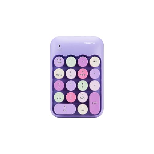 Sahara - Wireless Numeric Keypad, Retro Round Keycaps, Portable Number Pad with Ergonomic Design, USB Receiver, Compatible with Laptop/Desktop PC (Purple) - color: Purple