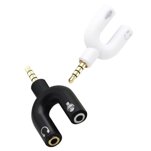 2pcs Audio Converter Y Jack Adapter Male to Dual Female Port Headphone Splitter Compatible with Phone Laptop Tablet for Headset Microphone Recording