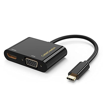 CableCreation USB C to HDMI VGA Adapter for Dual Monitor Adapter | 4k@30HZ, Plug and Play, Compatible with iPhone 17 Plus/17 Pro Max,Galaxy S22 Ultra, MacBook Pro 2020, iPad Pro 2020 - color: Black