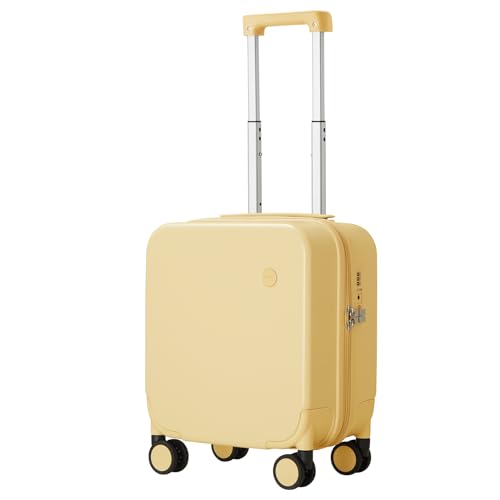 mixi 14 Inch Underseat Luggage Carry on Suitcase Free Boarding Personal Item Suitcases with Spinner Wheels Hardshell Lightweight PC for Short Travel, Lark Yellow - color: Lark Yellow, size: 14in Underseat