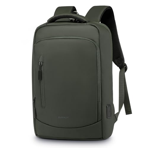 Small Inch Laptop Backpack with USB A/C Port, Slim Water-Resistant Computer Backpack for Work, College and Travel, Gray - color: Green