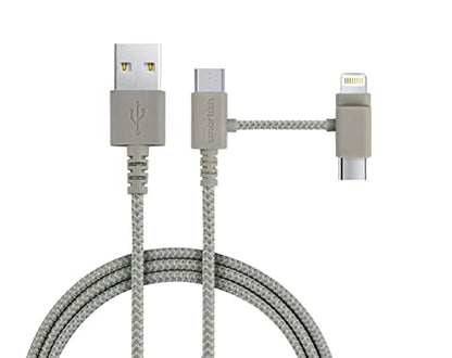 Smartish USB-C/Lightning Cable 17/16/15/14/13/12 - Crown Joule - 6 Foot Universal Fast Fabric Wrapped Charging Cable w/Micro-USB - MFi Certified 13/12/SE/iPad/AirPods/Android - Tan - color: Lightly Toasted Beige, size: USB to USB-C/Lightning/Micro