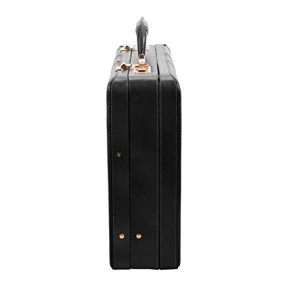 McKlein COUGHLIN, Leather 4.5" Expandable Laptop/Computer & Tablet Business Briefcase Attaché Bag, Men Women Laptop Briefcase, Laptop Compartment bag, Tablet Pocket bag, Business Bags, Travel Cases - color: Black