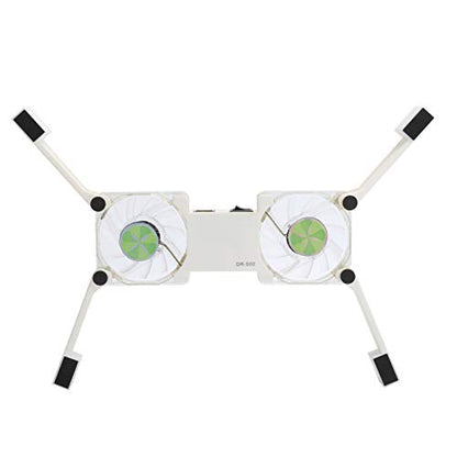 USB Cooling Pad, Laptop Cooling Stand with Fans and LED Blue Light, Simple Design, Safe Power Supply, Wide Application, Anti Skid Mount, Foldable Cooler (White) - color: White