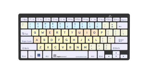 Logickeyboard with Dyslexie Font • A Unique Typeface to Make Reading, Learning, and Typing Easier • Wireless Bluetooth 3.0 connectivity • Light Form Factor 78 Keys • Compatible to Windows 7-11 - color: Wireless 'Mini' for PC