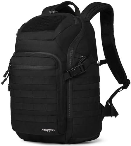 AMHEH 32L Tactical Backpack, 17 Inch Laptop Suspended Compartment | 1050D Water Resistant Heavy Duty MOLLE Computer Daypack, Airplane Travel Approved, Everyday Carry, Commuting, Weekend Trip - color: Black