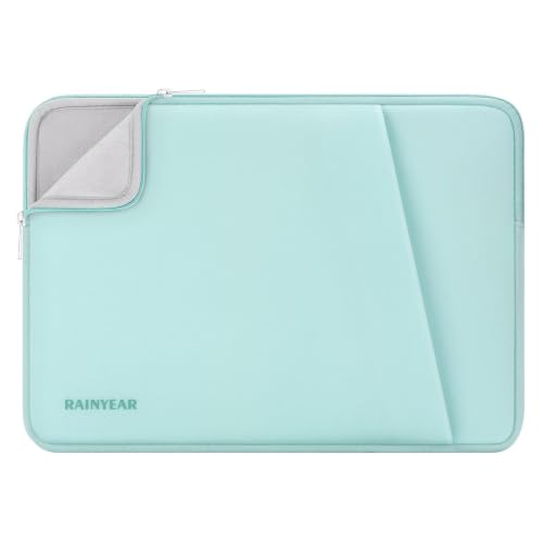 RAINYEAR 13.3 Inch Laptop Sleeve Padded Case Cover with Pocket, Mint Green | Protective Portable Case Briefcase Laptop Carrying Bag for 13.3-14 Inch Laptop PC, 14 Inch MacBook Pro/Max M5 M4 M3 M2 M1 - color: Mint Green, size: 13.3-14 inch