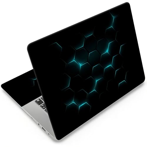 Laptop Skin 12.1-15.6 inch Removable Universal Reusable Laptop Sticker Decal,Waterproof No Residue Vinyl Cover,Scratch-Resistant Cuttable Full Wrap Sticker for Notebook, Blue Neon Hexagon - color: Blue Neon Hexagon