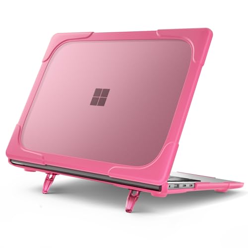 Batianda Durable Stand Case for Microsoft Surface Laptop 13.8 Inch, Pink | Ergonomic Foldable Stand, Heavy Duty Matte Hard Shell, Fits 2024-2026 Surface Laptop 7/8th Edition for Business 13.8 Inch - color: Pink