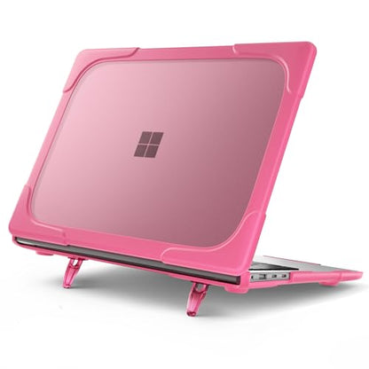 Batianda Durable Stand Case for Microsoft Surface Laptop 13.8 Inch, Pink | Ergonomic Foldable Stand, Heavy Duty Matte Hard Shell, Fits 2024-2026 Surface Laptop 7/8th Edition for Business 13.8 Inch - color: Pink
