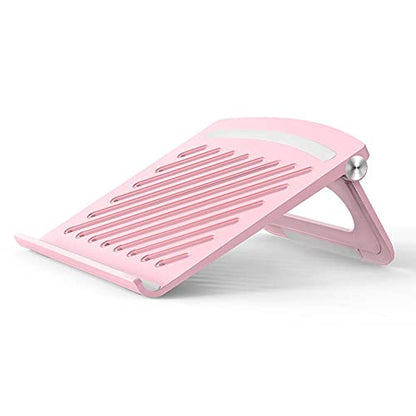 Laptop Stand for Desk Stable Foldable Adjustable Multi-Angle Computer Desktop Holder Ventilated Lapdesks Riser for Mackbook, Lenovo, Dell, iPad, HP - Within 17' (Pink) - color: pink