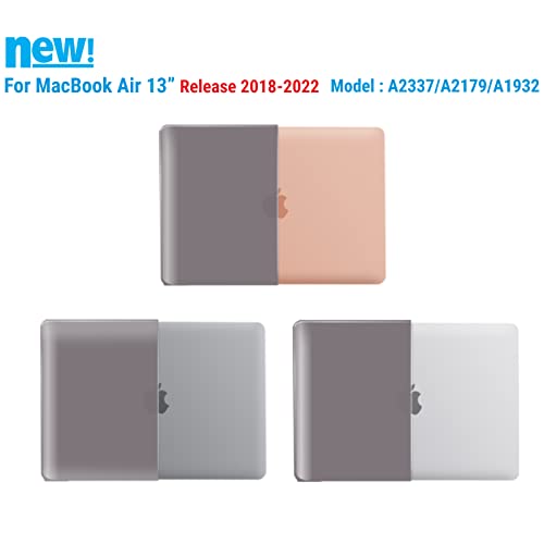 IBENZER Compatible with New MacBook Air 13 inch Case 2022 2021 2020 M1 A2337 A2179 A1932, Plastic Hard Shell Case with Keyboard Cover for Mac Retina Display with Touch ID, Ultra Gray, MAT13-UAGY+1 - color: Ultra Gray
