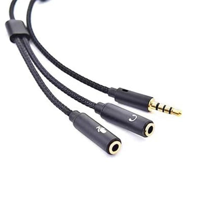 3.5mm Sound Adapter Y Splitter 3.5mm Cable Headsets 2 Female To 1 Male For Laptop Phone Earphone Headphone Microphone - color: Black