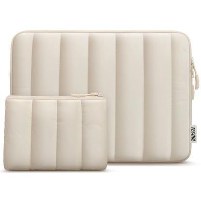 TECOOL Puffy Laptop Case 16 inch,Laptop Sleeve 16 inch for 16 inch Notebook MacBook Pro 16" Lenovo Thinkpad HP Acer Asus Dell Chromebook,Protective Waterproof 16 Inch Sleeve with Small Case,Beige | Puffy Laptop Bag 16 for MacBook Pro 16 M5-M1 2026.16 Inch