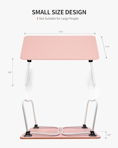 FISYOD Foldable Lap Desk, Laptop Bed Desk, Portable Bed Table, Laptop Stand for Bed & Couch, Lightweight & Mini - Pink - color: Pink