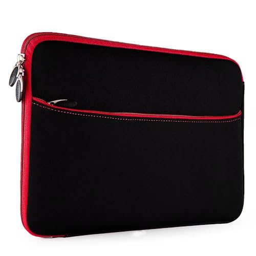 Neoprene 13.3 inch Laptop Sleeves, Slim Computer Bag for 13 in Notebooks, Tablets, Protective Cover for Men and Women - color: Black / Red
