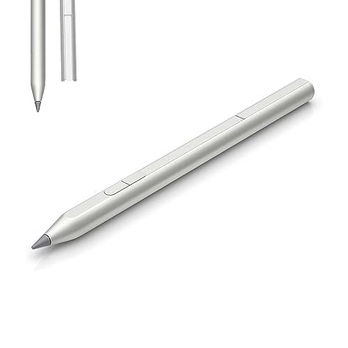 Stylus Pen for HP Active Rechargeable Tilt Pen MPP 2,Compatible HP Omnibook X/Ultra/7 Flip/Envy X360/Pavilion X360/Specter X360 Magnetic Barrel, 4096 Levels Pressure&Erase Function 3J122AA,Silvery - color: Silvery