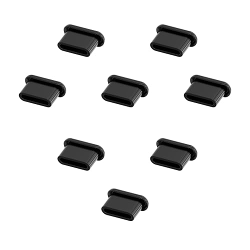 10 PCS Type-C Curved Surface Port Anti-dust Plugs, Silicone Covers Caps Stoppers, Port Protector for MacBook Android Phone,0.31 x 0.1 (LxW) - size: TYPE-C Surface/Black/10 PCS