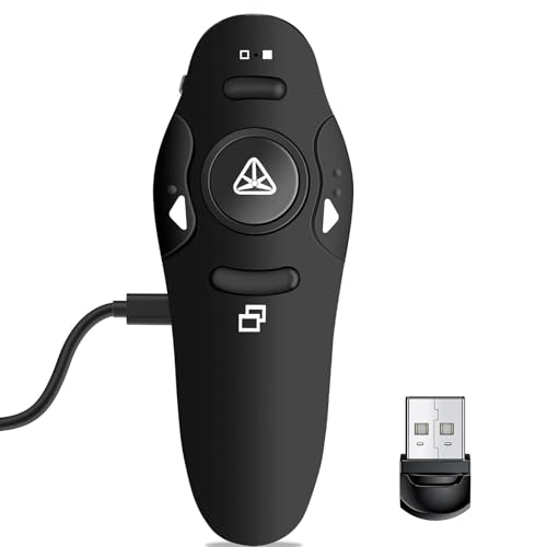 Rechargeable Presentation Clicker Wireless Presenter Remote USB Control Powerpoint PPT Clicker, RF 2.4GHz Presenter Remote Slide Advancer for Computer/Laptop/Mac/Keynote - color: A1-Red