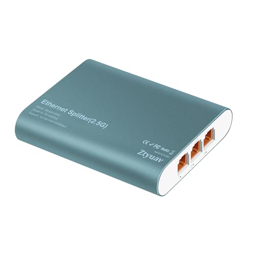1 to 3 2.5Gbps Ethernet Splitter with POE Input, 4 Port 2.5G Network Switch with Type-C Power Cable for Cat5/5e/6/7/8 Cable, Aluminum Case, Plug & Play for Router PC ADSL Hub and Switch