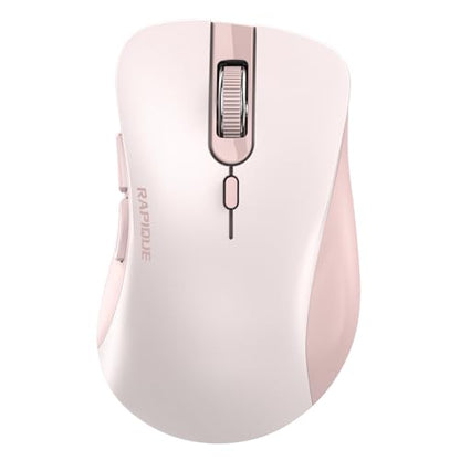 RAPIQUE Bluetooth Wireless Mouse, Dual Bluetooth & 2.4G USB Receiver, Pink | Right-Hand Ergonomic Grip, Quiet Clicks, Low Power - Multi-Device Compatibility for MacBook, Laptop, Computer, iPad Air/Pro - color: Pink