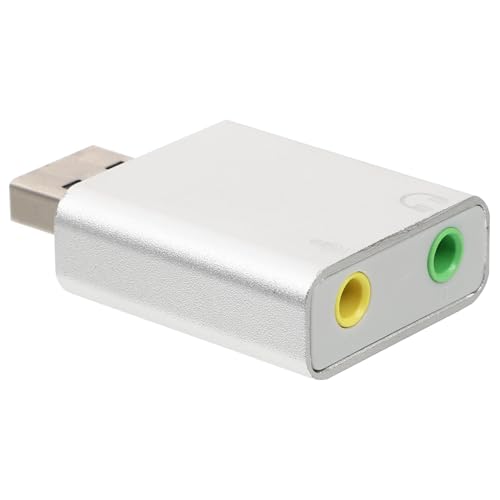 KALLORY Aluminum USB Audio Adapter External Sound Card Surround with Microphone and Headphone Jack for Laptop Live Streaming