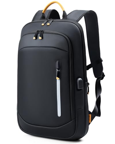 Slim Laptop Backpack for Men, 15.6 Inch Expandable Business Travel Backpack with USB Charging Port, 1.54Lbs Lightweight Work Computer Bag, 600D Waterproof Durable Backpack, Black - color: Black, size: 15.6 Inch