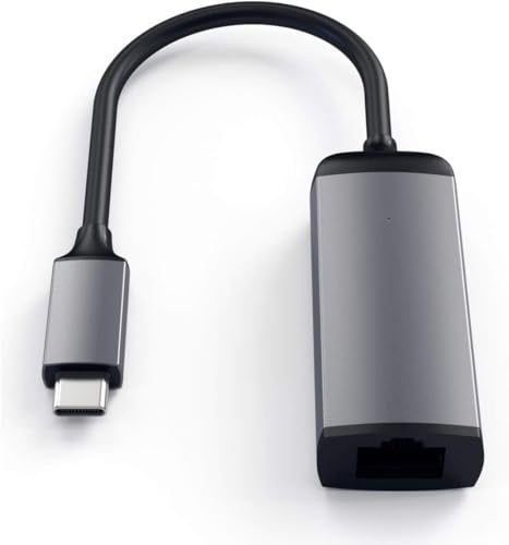 Satechi Aluminum USB-C to Gigabit Ethernet Adapter, Space Gray | Compatible with MacBook Air/Pro/Neo, iPad Air/Pro, iPad Mini, iPhone 17