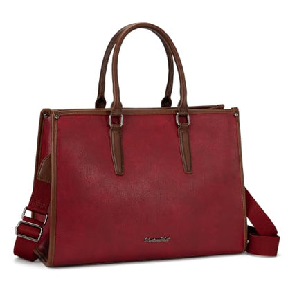 Montana West Laptop Tote Bag for Women 15.6 Inch Computer Bags Business Office Work Briefcase With Adjustable Shoulder Strap - color: Red
