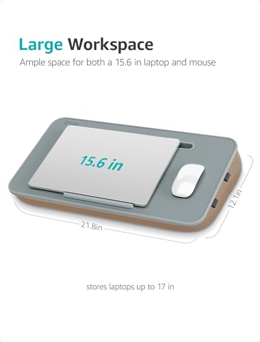 Istudyniture Lap Desk | Portable Laptop Desk & Stand – Fits Up to 17 inch – Washable Cushion, Built-in Phone Holder – for Bed, Couch, Sofa, Floor – Writing, Reading, Home Office – Large, Coffee - color: Coffee
