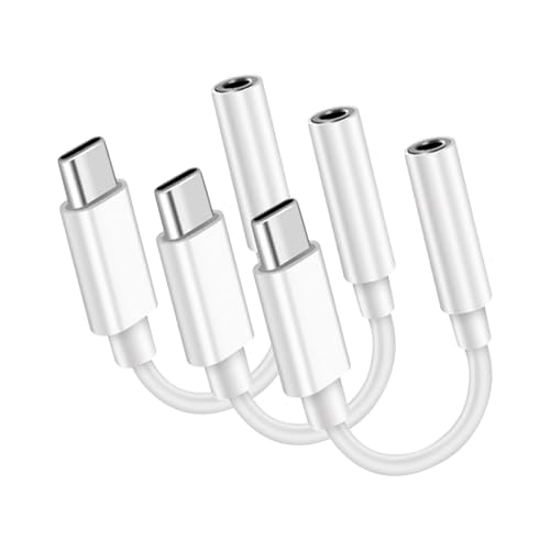 USB C to 3.5mm Headphone Jack Adapter Type C Audio Aux Cable Dongle Compatible with iPhone 16/15/15 Plus/15 Pro/15 Pro Max/iPad/Pixel, Samsung Galaxy S23 S22 S21 S20 Ultra Z Flip/Note (White, 3pcs) - color: White, size: 3pcs