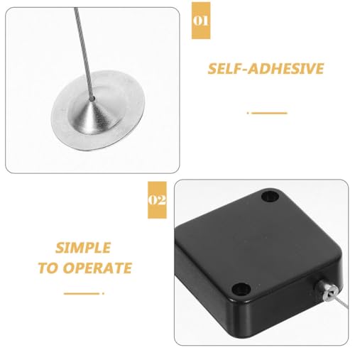 3pcs Anti-Theft Retractable Steel Cable Lock with 1m Wire and Locking Tail Hook, Automatic Security Cable Case for Mobile Phone Tether and Remote Control Protection