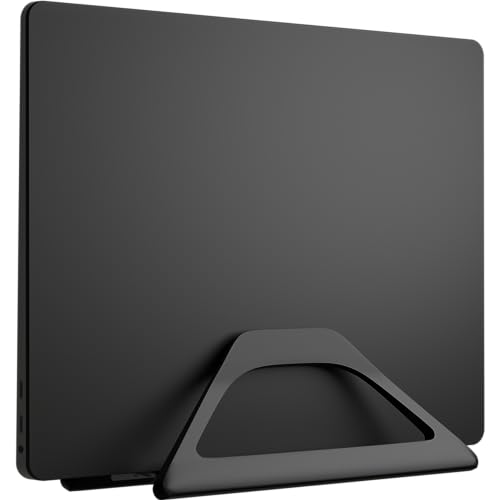 Aluminum Vertical Laptop Stand with Gravity Auto-Lock – Adjustable Laptop Holder Vertical fits MacBook Pro/Air, Chromebook & Gaming Laptops up to 17.3" – Space-Saving Desktop Dock - Black - color: Black