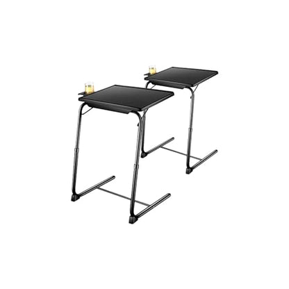 Adjustable TV Tray Table with Cup Holder - 20.4 x 15.7 inch TV Dinner Tray on Bed & Sofa, Large Size Comfortable Folding Table, Laptop Table for Couch with 6 Height & 3 Tilt Angle Adjustments（2 Pack) - size: TV tray-2 pack
