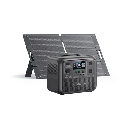 BLUETTI Solar Generator AC70 with 100W Solar Panel Included,768Wh 1000W | 2000W Power Lifting, 20ms UPS, 45 Min 0-80% Fast Charging, Portable Power Station for Camping, Emergency, Outage, Road Trip - style: BLUETTI AC70+100W Solar Panel