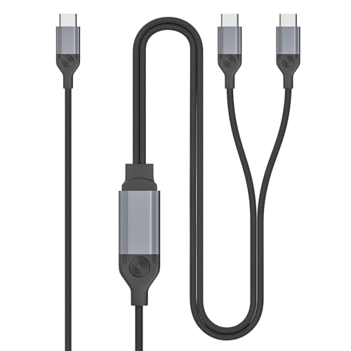 TIPSEAN 2-in-1 USB C to USB C Cable 140W Max, Fast Charging Cable for iPhone 16 Pro Max/MacBook Pro/Samsung, Dual Type-C Charging Cord, Braided & Durable, 4Ft (Black) - color: Black