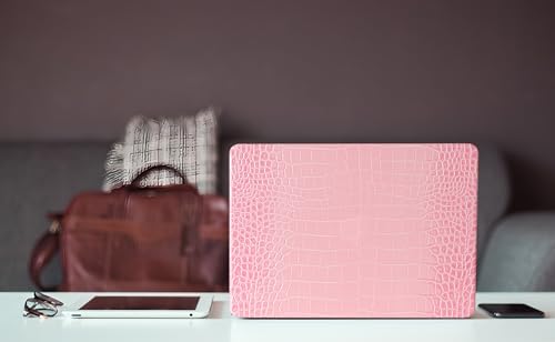Crocodile Case for MacBook Air 13 inch 2026-2022 M5/M4/M3/M2 Logo Cutout | Model A3449 A3240 A3113 A2681, Texture Crocodile Aligator Skin Snakeskin PU Leather Hardshell & Keyboard Cover, Sakura Pink - color: ## Sakura Pink Crocodile