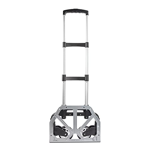 Ultimaxx Professional Heavy-Duty 150 Pound (lb) Capacity Aluminum Folding Hand Truck/Luggage Cart (Black/Silver) with Adjustable Handle, Folding Away Wheels, and Bungee Cord - style: Professional