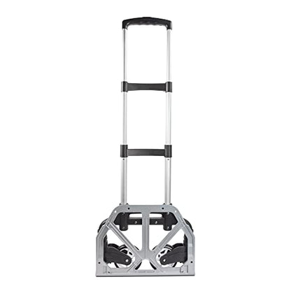 Ultimaxx Professional Heavy-Duty 150 Pound (lb) Capacity Aluminum Folding Hand Truck/Luggage Cart (Black/Silver) with Adjustable Handle, Folding Away Wheels, and Bungee Cord - style: Professional